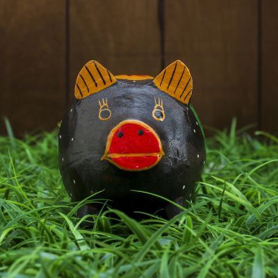 Сувенир "Копилка-свинка с листочком" 10х8х10 см