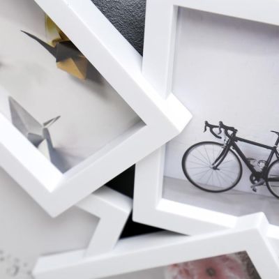 Фоторамка пластик на 6 фото 10х15 см "Абстракция" белая 36х44,5 см