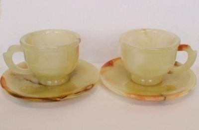 Чайная пара из оникса (2 чашки, блюдца)