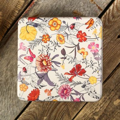 Шкатулка металл квадрат "Сад с герберами" 5,8х17х17 см