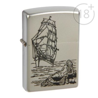 Зажигалка ZIPPO 205 Mermaid с покрытием Satin Chrome