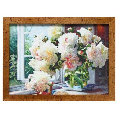 Гобеленовая картина "Пионы на окне" 34*43 см