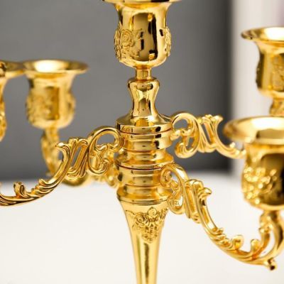 Подсвечник металл на 5 свечей "Розовый вечер" цвет золото 20,5х21х21 см