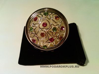 Зеркальце со стразами в подарочном оформлении  + коробочка "С 8 Марта!"