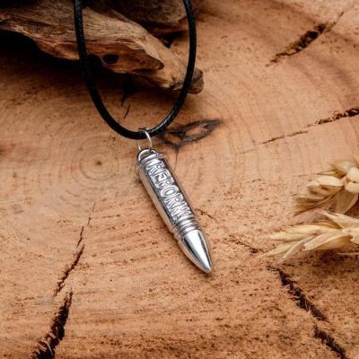 Кулон мужской "Пуля", цвет серебро, 42см