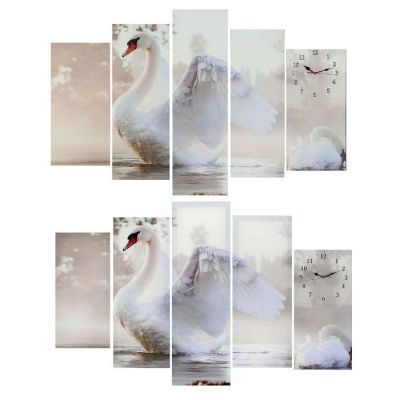 Часы настенные модульные «Белый лебедь», 80 × 140 см