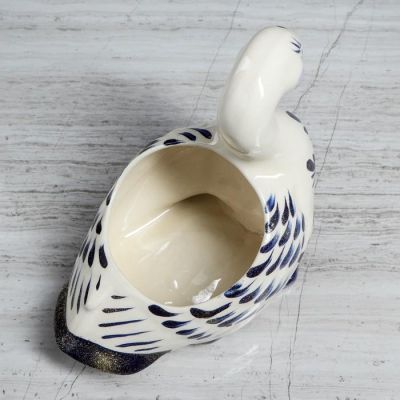 Конфетница "Утка", роспись, бело-синяя, керамика, 1 л, 17 см