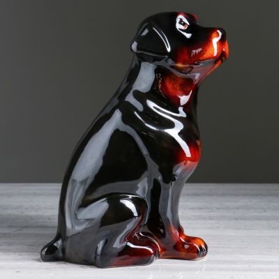 Копилка "Собака Ротвейлер", глянец, чёрный цвет, 35 см