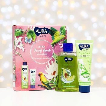 Подарочный набор Aura Beauty: гель для душа авокадо и розмарин, 250 мл + крем для рук, 75 мл