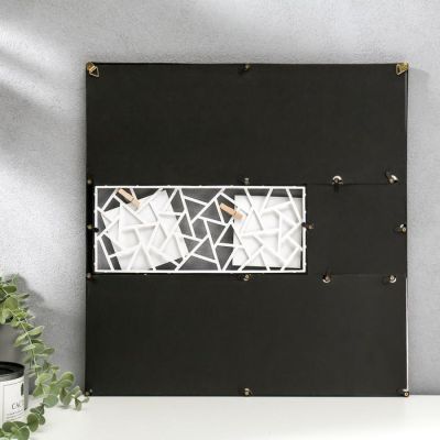 Фоторамка пластик на 9 фото 13х13, 10х15 см "Орнамент" чёрная 47х45 см