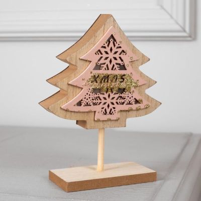Светодиодная фигура «Ёлка» 11.5 × 16 × 5 см, дерево, батарейки CR2032, свечение тёплое белое
