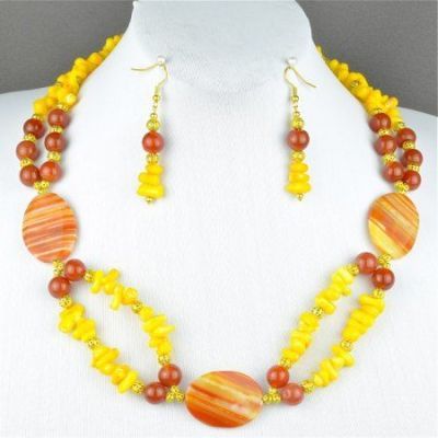 Бусы Сердолик, коралл "Солнечный" арт.ДЕВ-1028