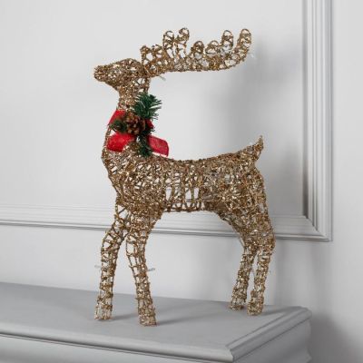 Светодиодная фигура «Олень» 25 × 70 × 13 см, металл, 220 В, мерцание, свечение тёплое белое
