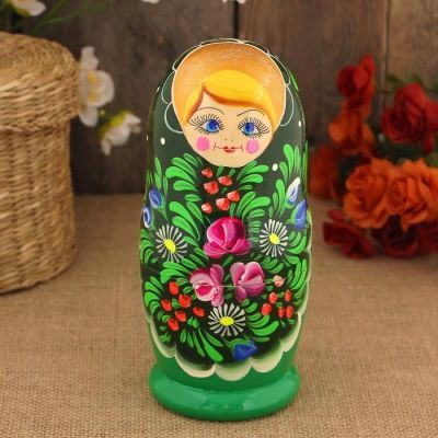 Матрёшка «София», тёмно-зелёный платок, 5 кукольная, 17 см