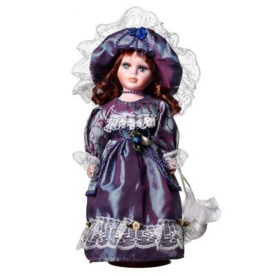 Кукла коллекционная керамика "Маленькая мисс в платье цвета голография" 30 см