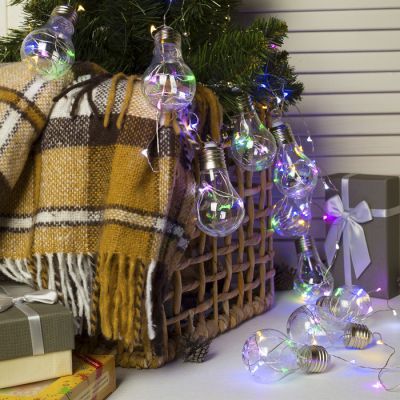 Гирлянда «Нить» 3 м с насадками «Лампочки», IP20, прозрачная нить, 100 LED, свечение мульти, 12 В