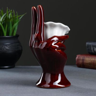 Подставка под мелочи и кольца "Рука" коричневая с золотом МИКС, 10х8х17см