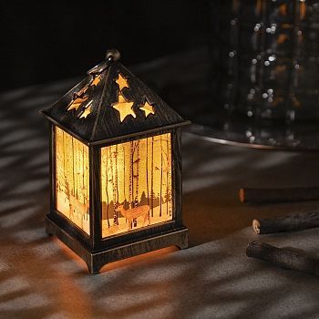 Светодиодная фигура «Фонарь с оленем» 6 × 13 × 6 см, пластик, батарейки AG13х3, свечение тёплое белое