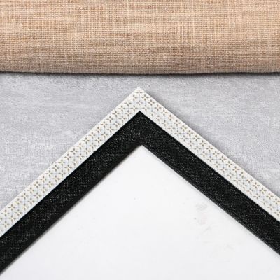 Фоторамка пластик 30х40 см "Золотые крестики" белая с чёрным 44,8х34,8 см