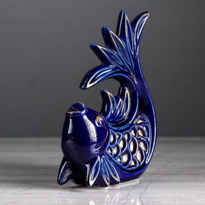 Копилка "Рыбка", глянец, синий цвет, 18 см