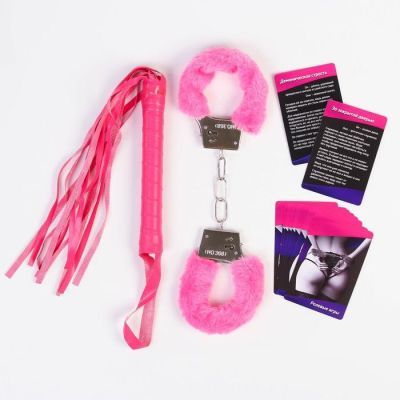 Игра для двоих «Ахи вздохи. Безумная страсть», 3 в 1 (64 карты, плетка, наручники), 18+