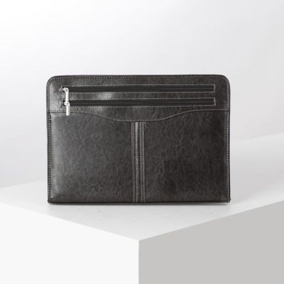 Папка деловая на молнии, выдвижные ручки, цвет коричневый