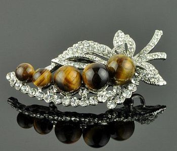 Брошь-кулон Тигровый глаз "Флора" арт. бшНТГ-469