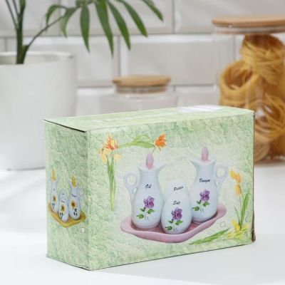 Набор для специй «Фиалка», 4 предмета на подставке