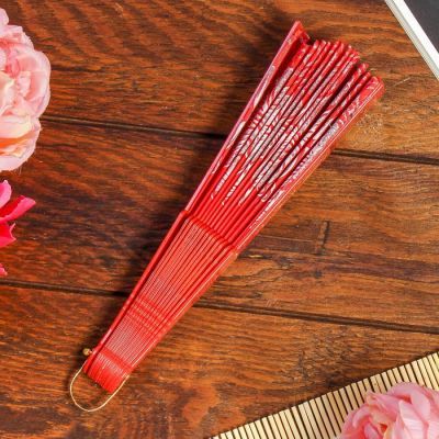 Веер пластик "Цветы с блёстками" МИКС 23 см