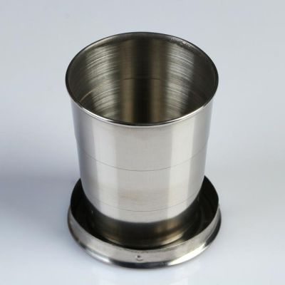 Стакан складной, d=6,5 см, 3 кольца, с карабином, крышка под золото