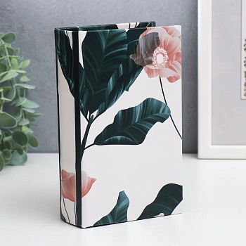 Сейф-книга дерево кожзам "Полупрозрачный мак" 17х11х5 см