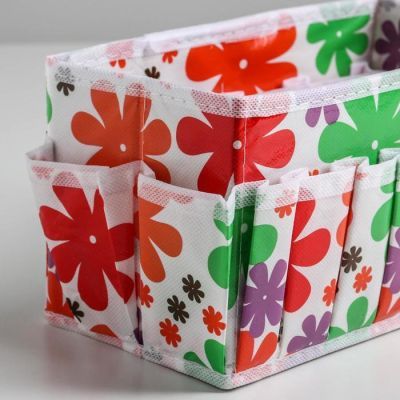 Бокс для мелочей «Цветочки», 15 карманов, 23,5×12×13 см