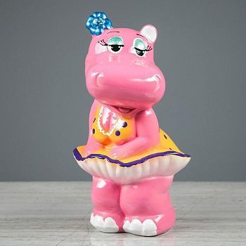 Копилка "Бегемотиха в платье", глянец, разноцветная, 27 см, микс