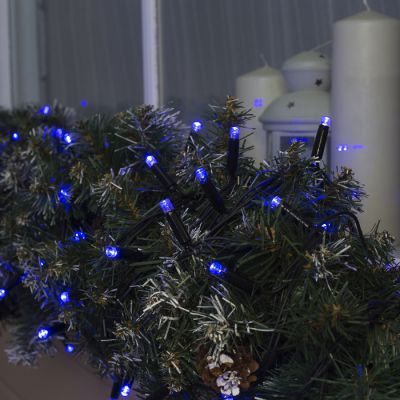 Гирлянда «Нить» 10 м, IP65, УМС, тёмная нить, 100 LED, свечение синее, 220 В
