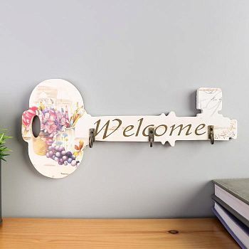 Крючки декоративные дерево "Ключик. Цветы" 12х26х3 см