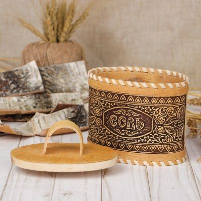 Туес «Соль», 14×8,5×15 см, береста