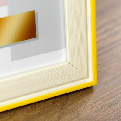 Фоторамка пластик 13х18 см "Беж с жёлтой полосой" 20,6х15,6х1 см