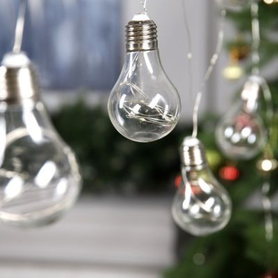 Гирлянда «Нить» 3 м с насадками «Лампочки», IP20, прозрачная нить, 100 LED, свечение белое, 12 В