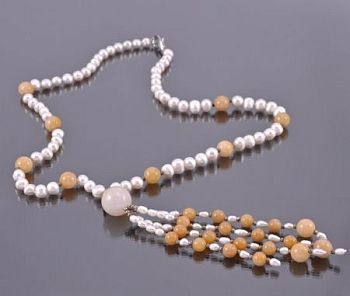 Бусы Жемчуг "Снежные узоры" арт.П1128