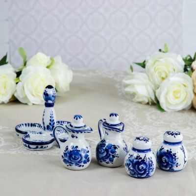 Набор для специй «Кувшинчики», 11×11×9 см, гжель