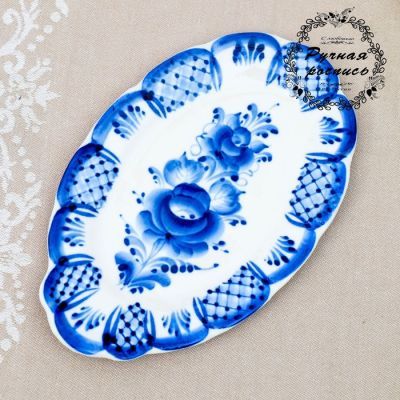 Лоток «Ажурный», гжель, фарфор, 20х13 см