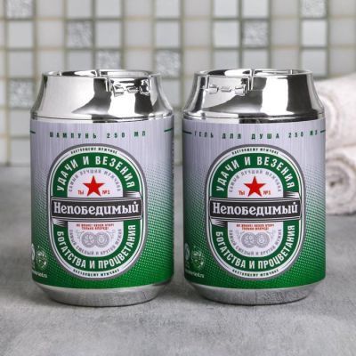 Набор «23 Февраля» гель для душа и шампунь пиво 250 мл аромат сливочного пива, мыло-вобла