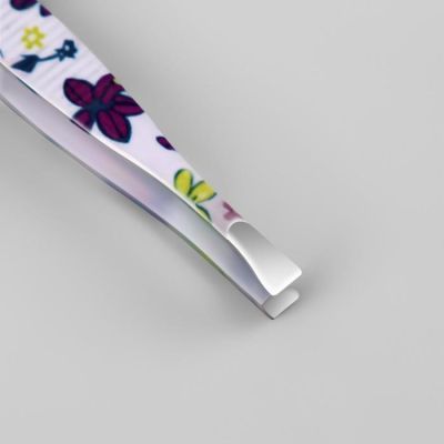 Пинцет прямой, узкий, 8,5 см, рисунок МИКС