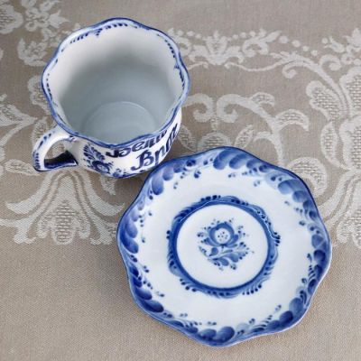 Кофейная пара "Улыбка" (Великий Врач), 150 мл, гжель