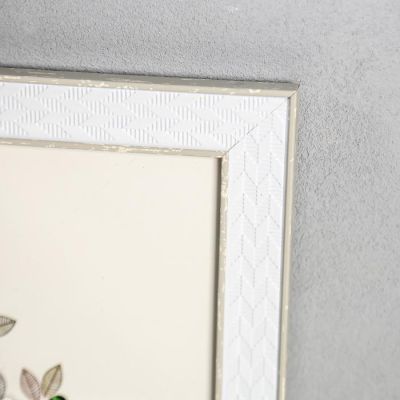 Фоторамка пластик 30х40 см "Плетёнка" белая с серебряной двойной полосой 44,5х34,5 см