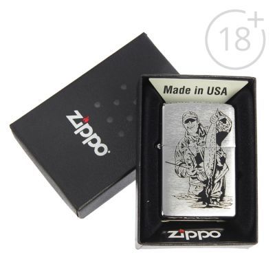Зажигалка ZIPPO 200 Fisherman с покрытием Brushed Chrome
