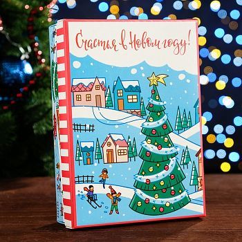 Коробка сборная крышка-дно с окном, "Город", 21 х 15 х 5,7 см
