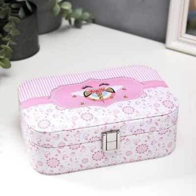 Шкатулка кожзам под часы 1 отделение и бижутерию "Спящий единорог" 7х20х14 см