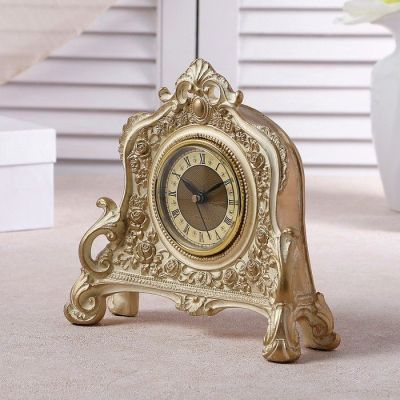 Часы настольные "Каминные", цвет  белый с позолотой, 21х19х6.5 см