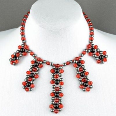 Колье Агат, гематит, хрусталь "Виринея" арт.КАП-1263